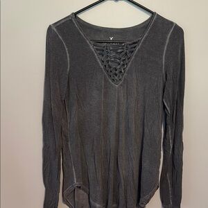 Women's Gray Long Sleeve Top